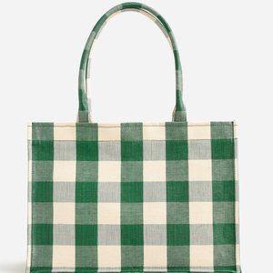 J.Crew Green Check Sold Out Marseille tote in woven fabric